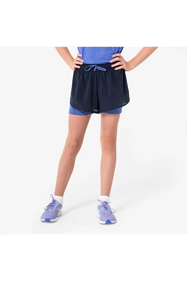 Детские шорты для бега с принтом Decathlon, Black / Purple
