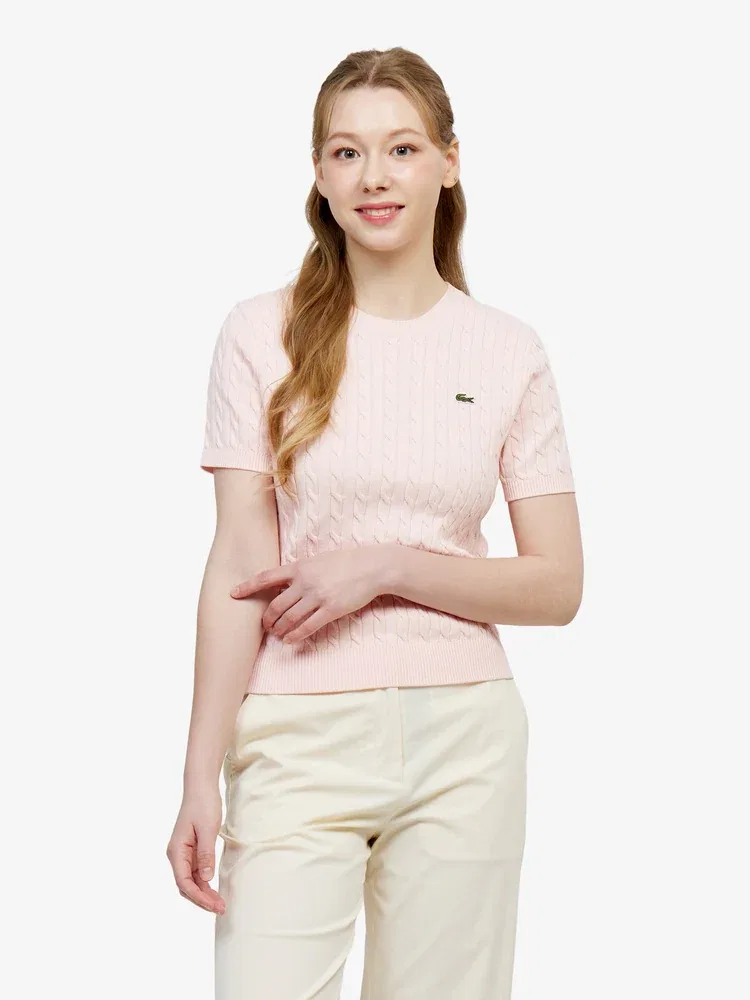 Свитер женский LACOSTE с кабельным узором, Pink