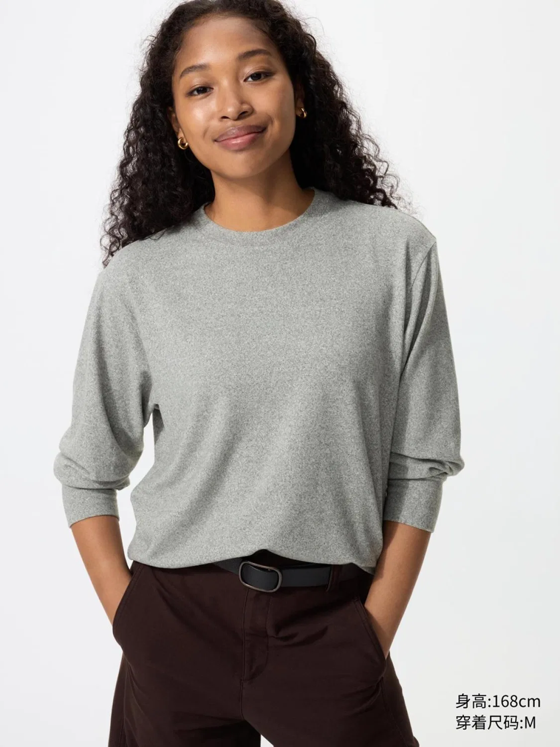 Толстовка мягкий флисовый с длинным рукавом Uniqlo, серый