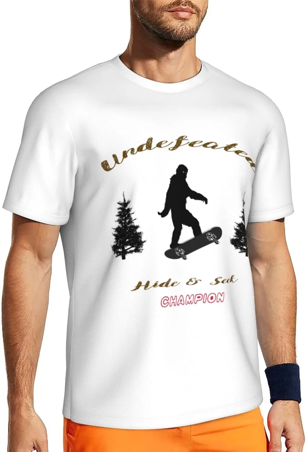 Мужская сетчатая футболка quick-dry Sasquatch Bigfoot Undefeated Hide and Seek, Sasquatch Bigfoot Undefeated Hide and Seek4 — фото 4
