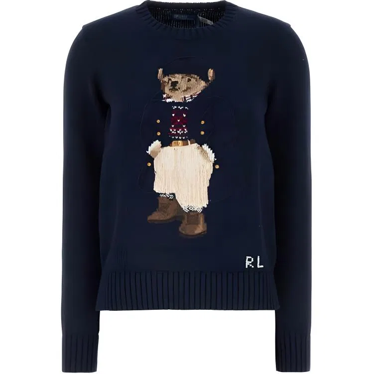 Женский свитер свободного кроя с принтом Polo Bear Polo Ralph Lauren, Hunter Marine Blue Multicolor