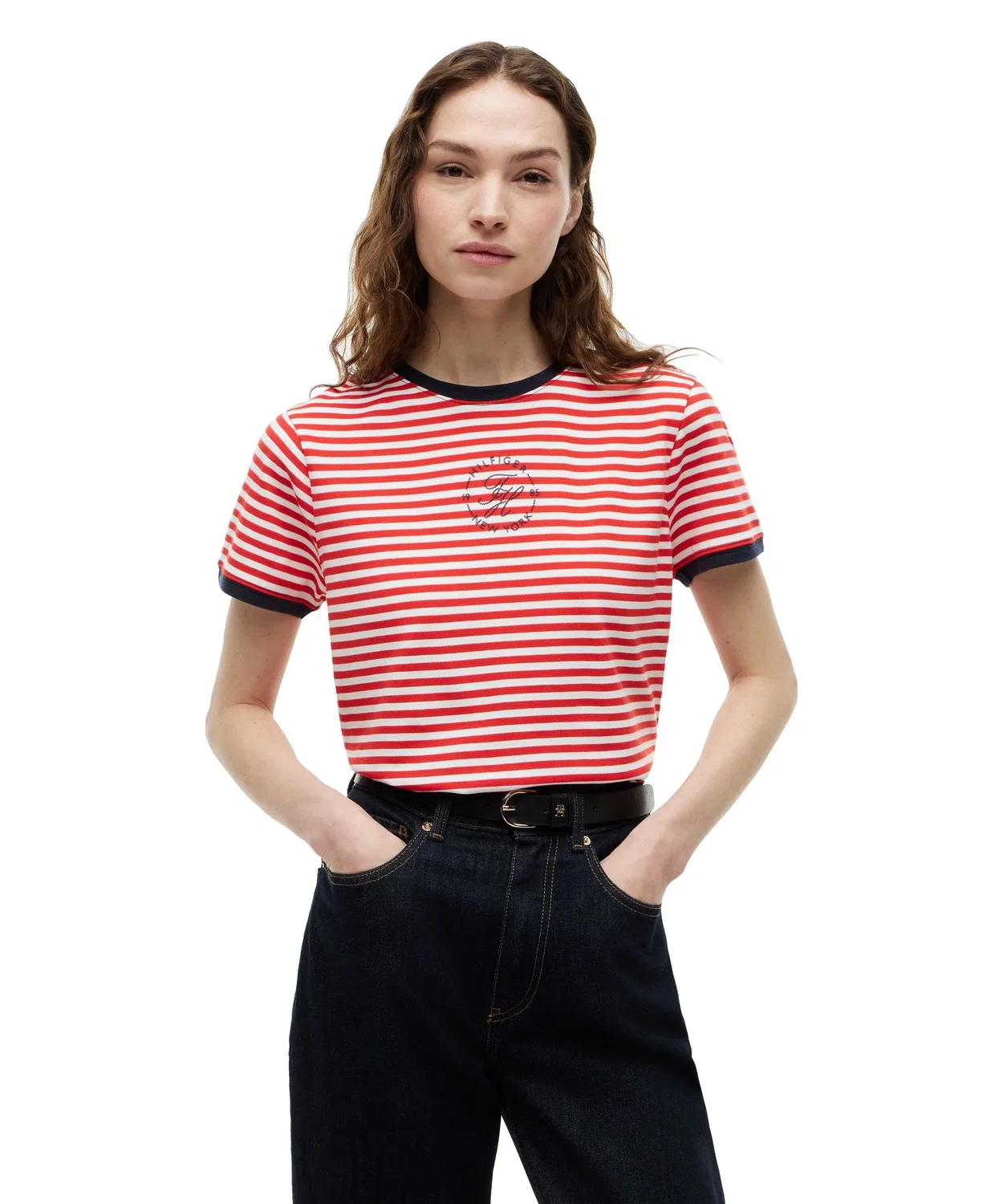 Женская футболка с принтом Round Logo Regular Crew Neck Short Sleeve TOMMY HILFIGER, Red/Other