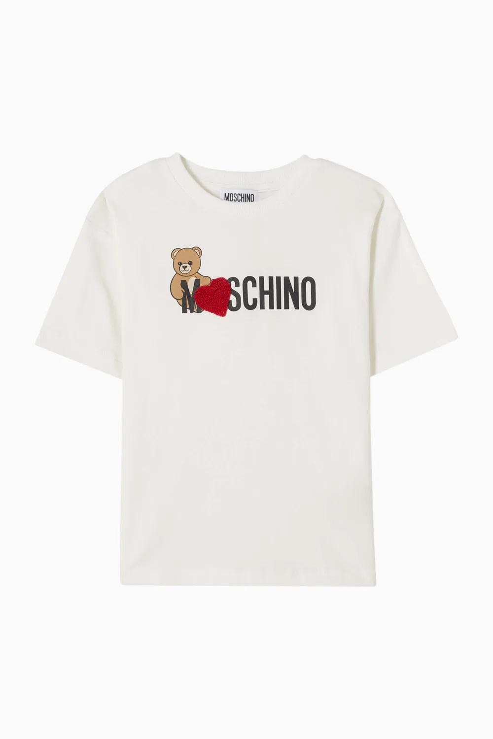Футболка хлопковая с принтом логотипа и сердец Moschino, белый