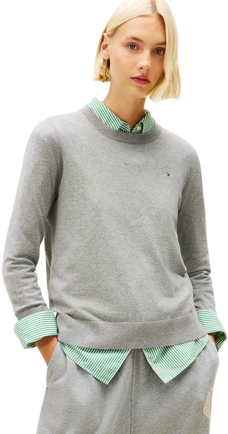 Женский пуловер с круглым вырезом Tommy Hilfiger, Med Heather Grey