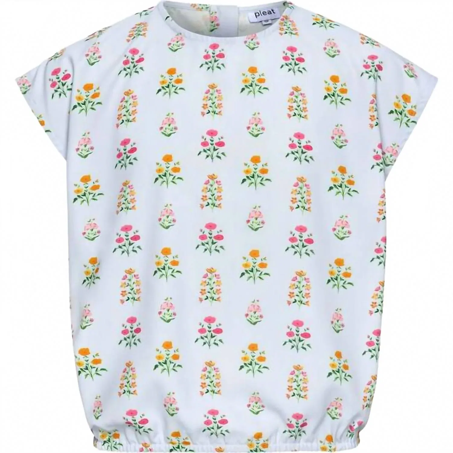 Детская блузка для девочек с коротким рукавом Emma Top Pleat, Blue Floral Block Print
