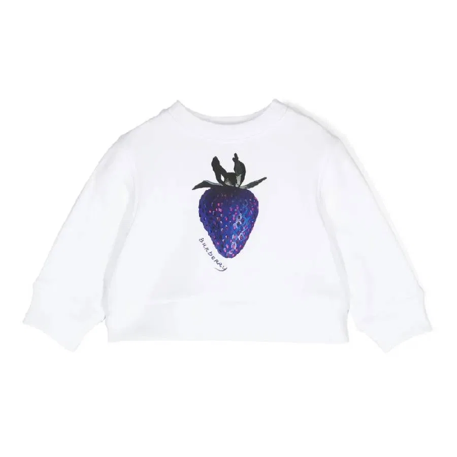 Свитшот с принтом Toddler Mathew Strawberry Printed Cotton Burberry, White