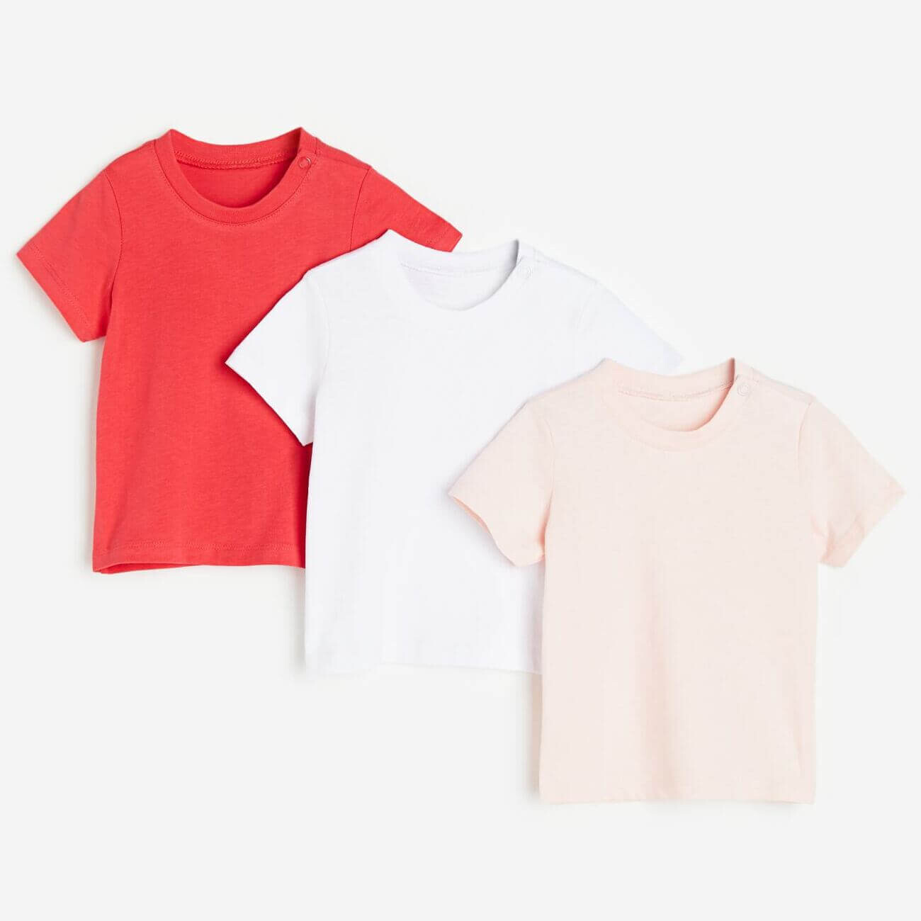 

Комплект футболок H&M Cotton, 3 предмета, красный/розовый
