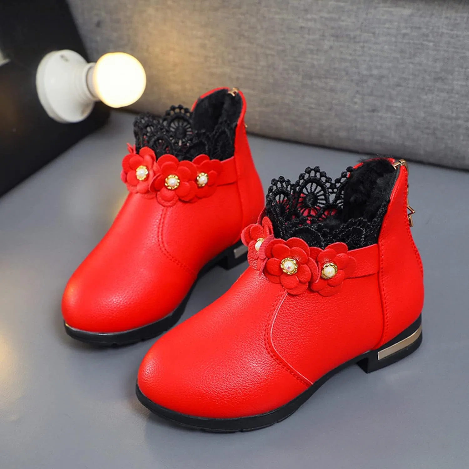 Детские зимние ботинки для девочек с принтом Hynde Girl Wpf A Boot Size 9, Red — фото 4