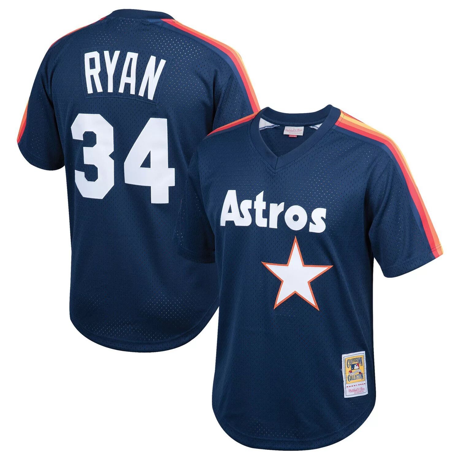 Молодежный тренировочный трикотаж Mitchell & Ness Nolan Ryan Navy Houston Astros Cooperstown Collection Unbranded