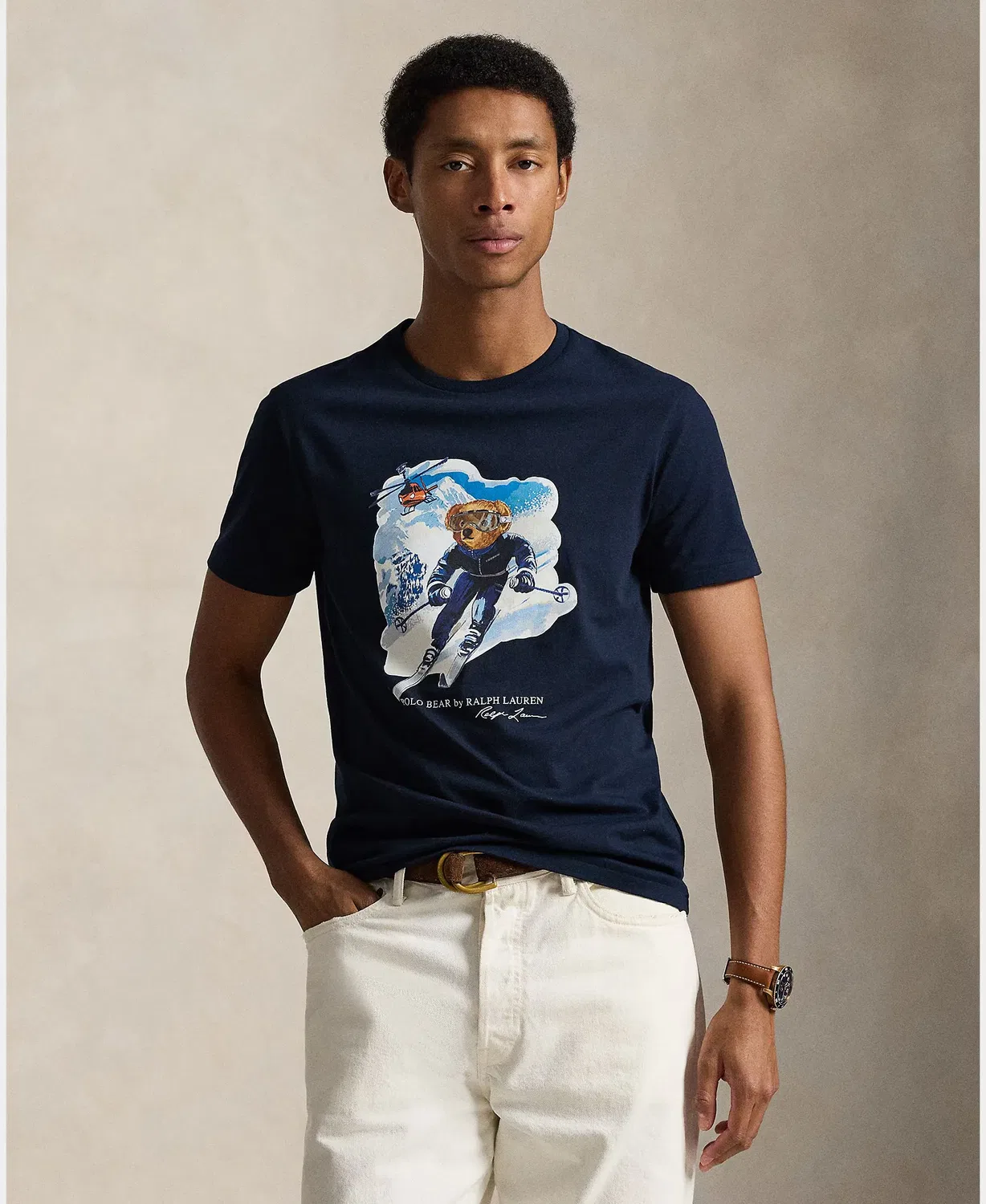 Мужская футболка с принтом Slim Fit Polo Bear Polo Ralph Lauren, Azul Marino