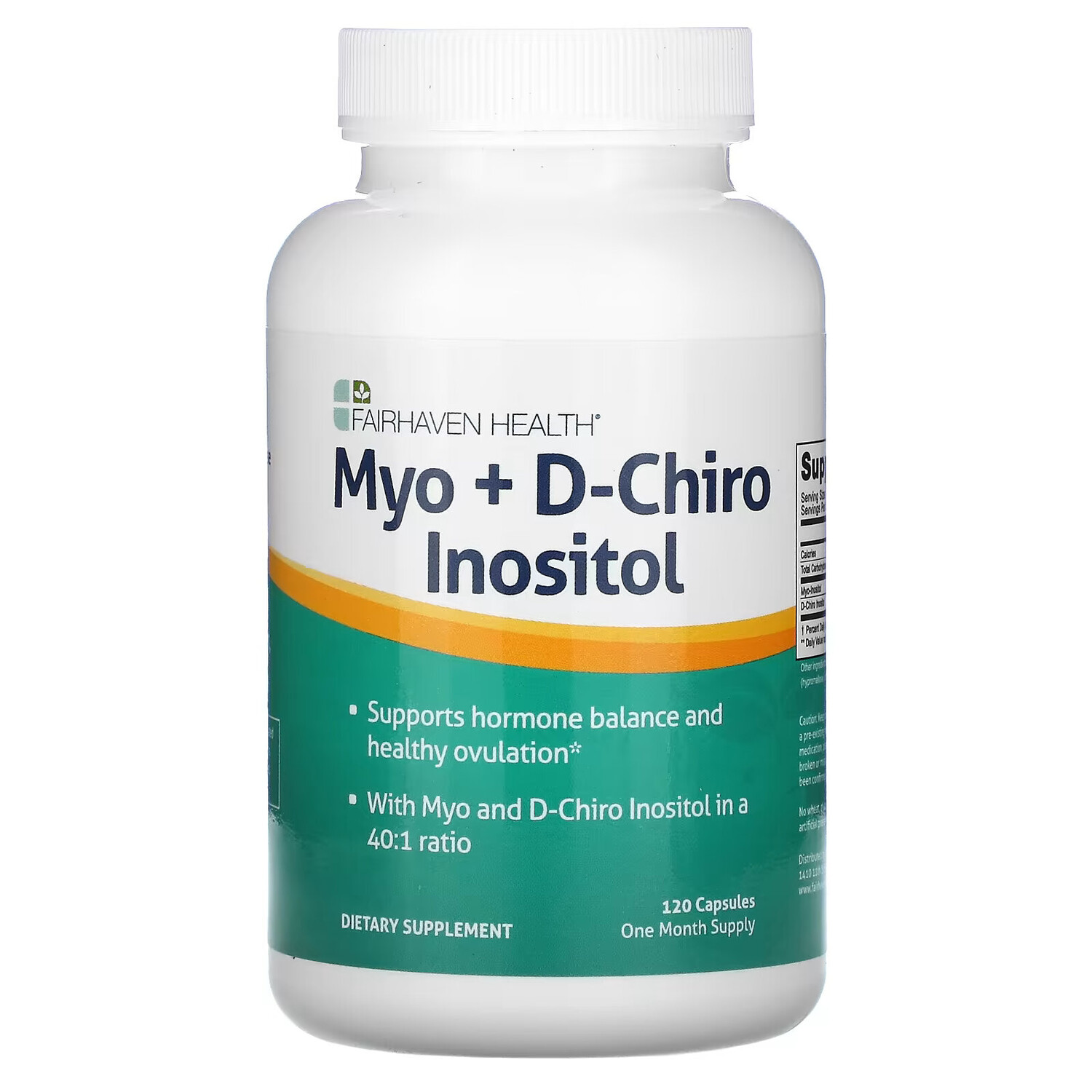 

Fairhaven Health, мио-инозитол и D-хиро-инозитол, 120 капсул