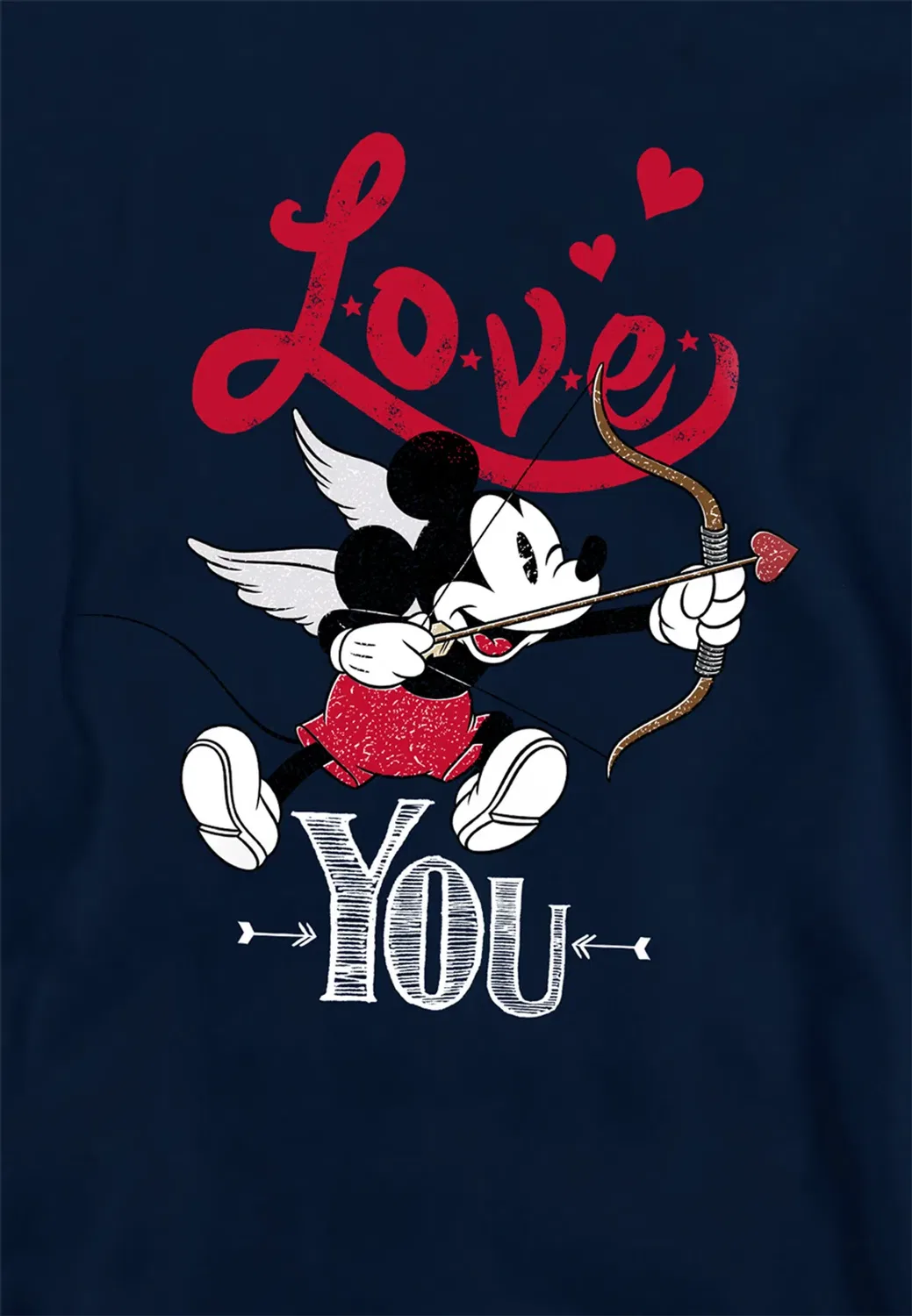 Детский худи с принтом Mickey Mouse Cupid Love You Valentine's Day Disney, Navy — фото 2