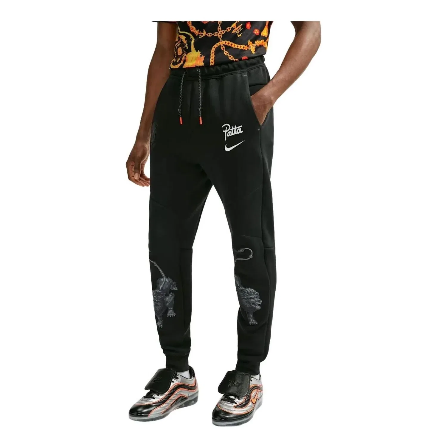 Мужские спортивные брюки из футера с принтом Nike x Netherlands x Patta Cryoshot Tech Fleece Joggers Black, черный