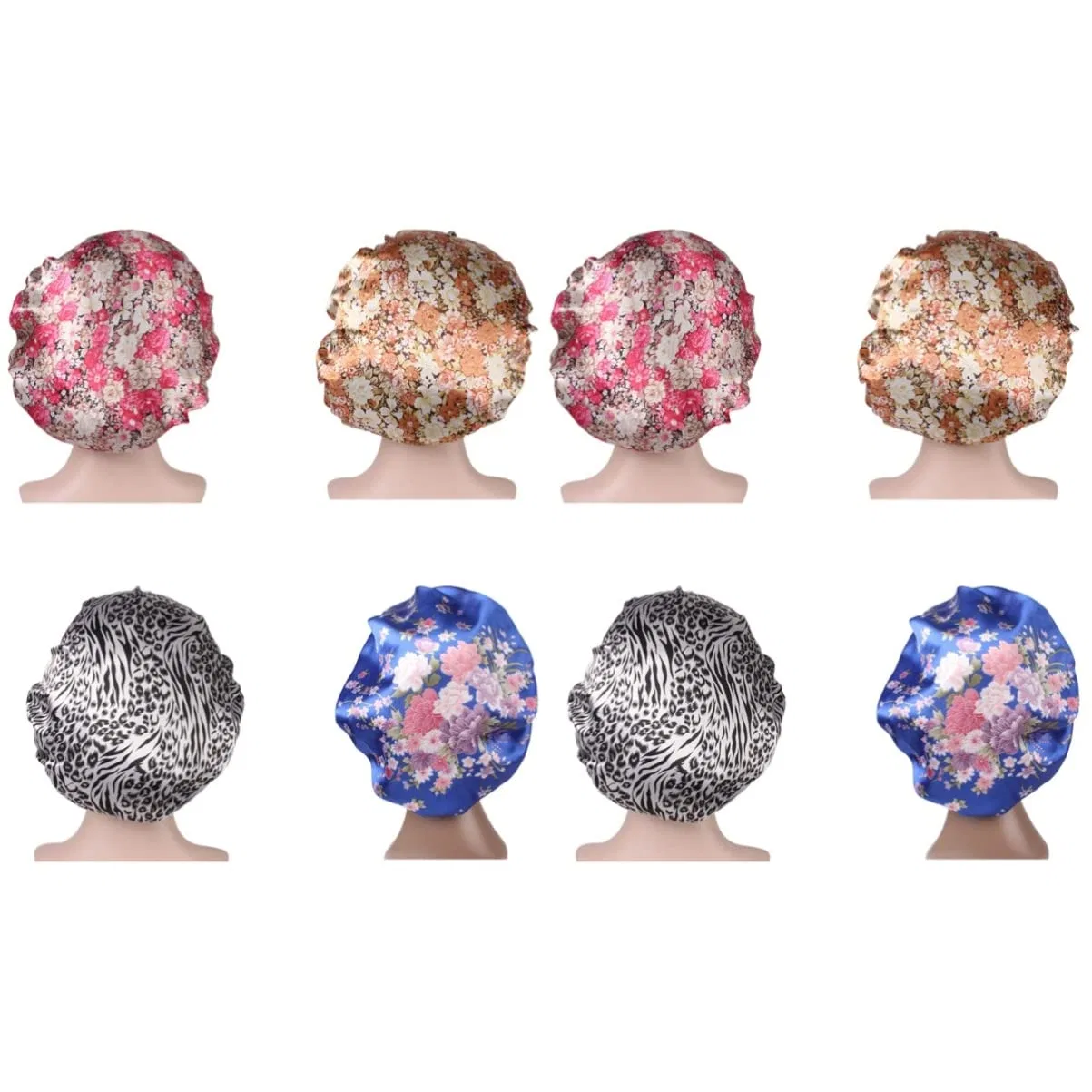 Шапочка для душа Satin, FRCOLOR, набор 8 шт, 18x7x2 см, Beige, Pink, Blue, White, Black