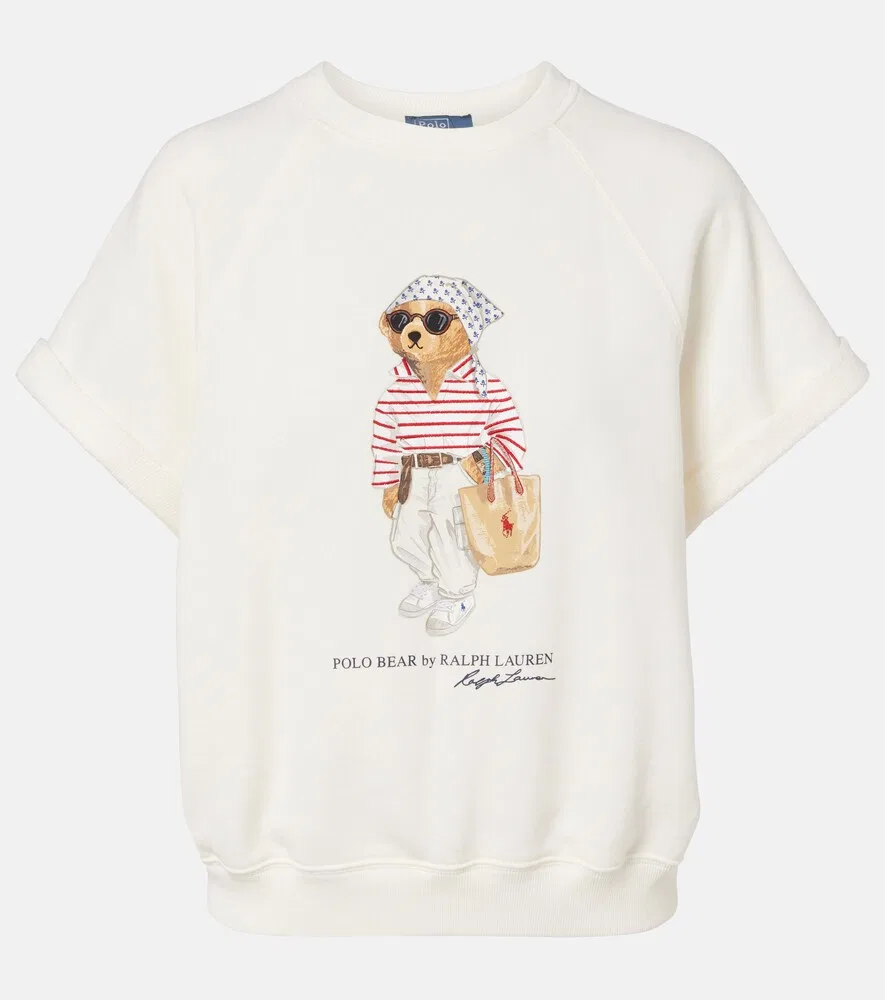 Топ Polo Bear из смесовой хлопковой ткани Polo Ralph Lauren, белый