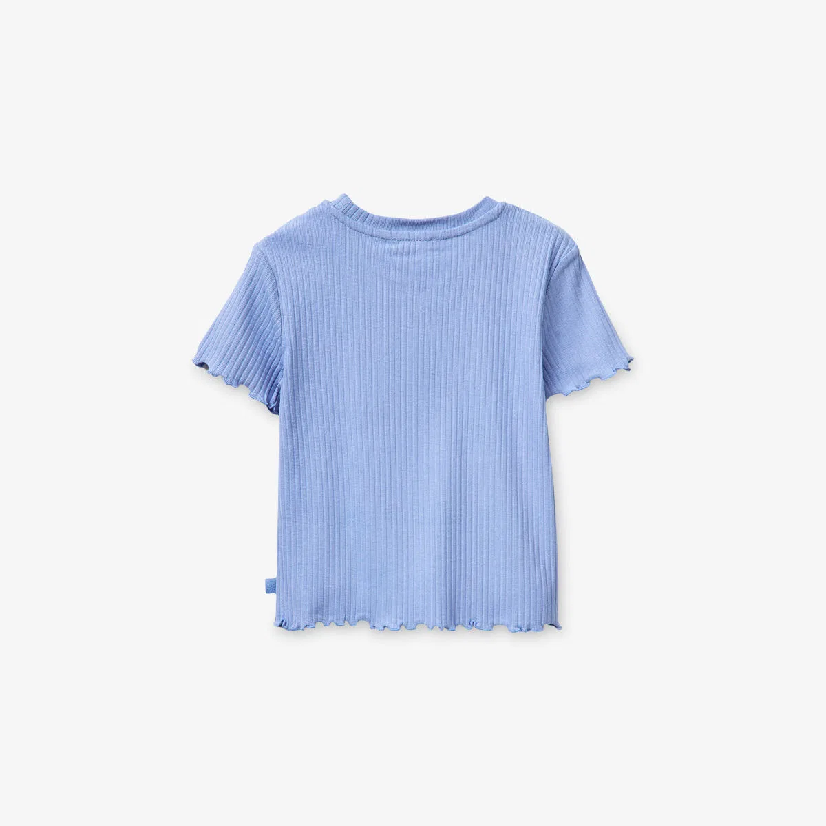 Футболка с короткими рукавами из ребристого хлопкового трикотажа, 6-13 лет Benetton, синий — фото 2