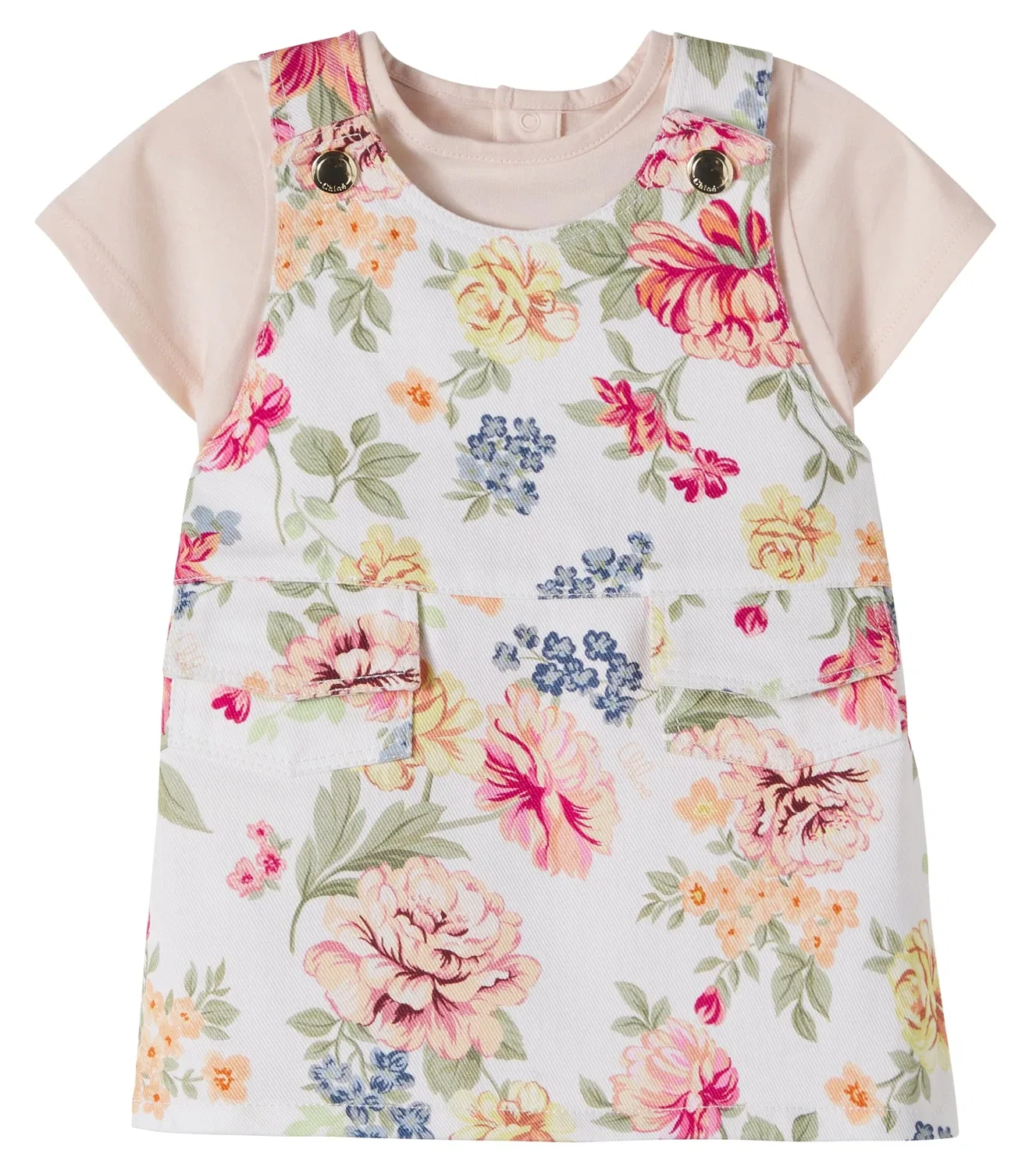 Комплект из платья и футболки с цветочным узором Chloé Kids, мультиколор