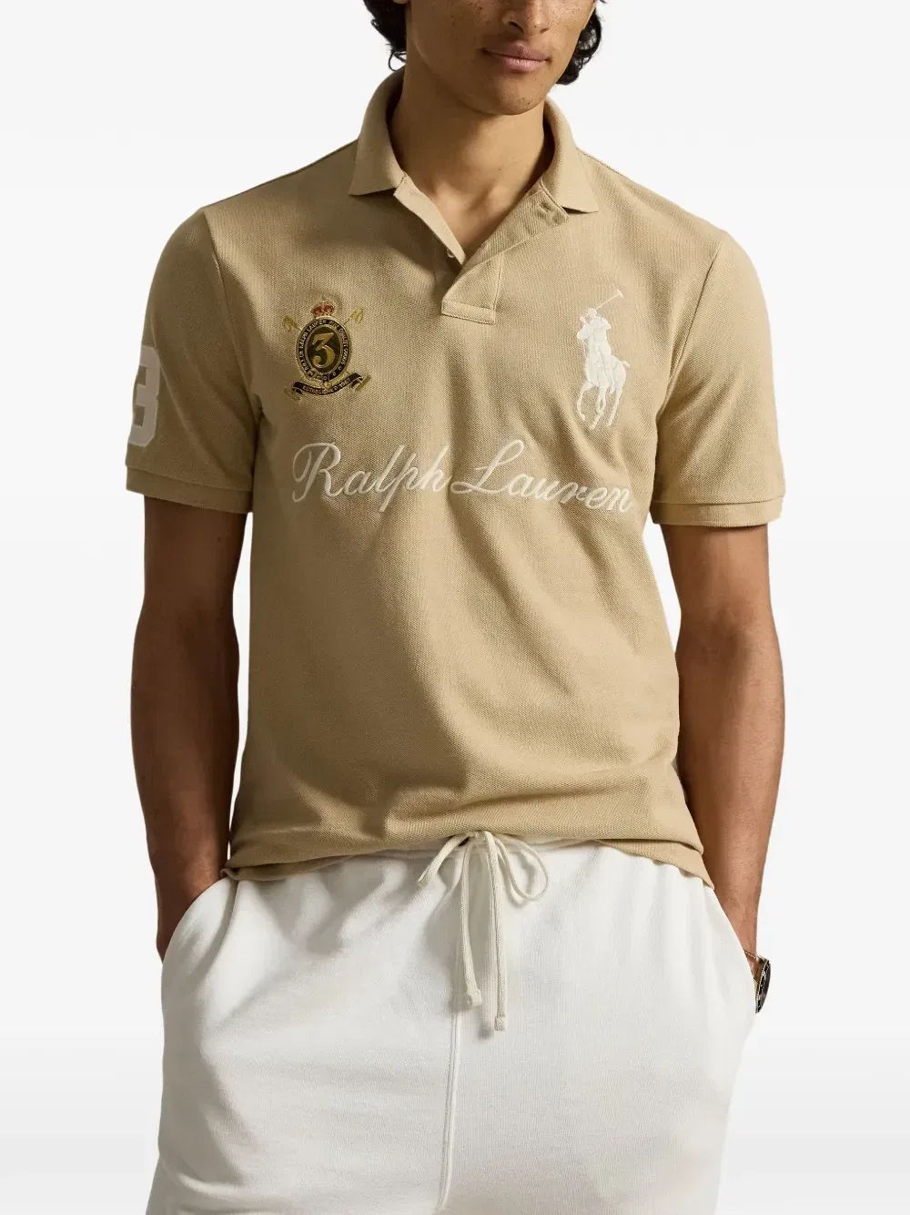 Рубашка-поло Polo с вышитым логотипом Big Pony Polo Ralph Lauren, бежевый — фото 2