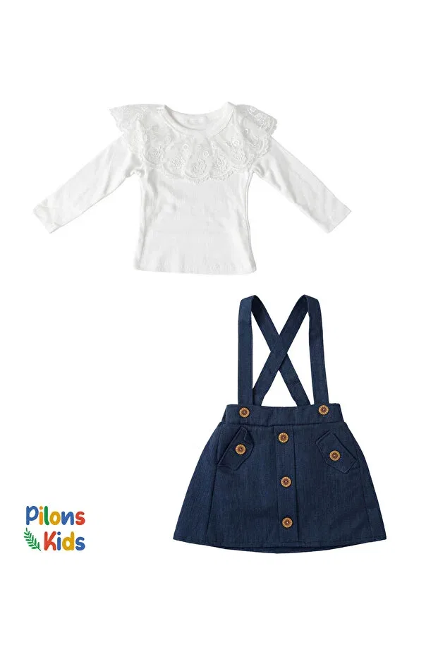 Детский комплект для девочек хлопковый Pilons Kids, Navy Blue — фото 3