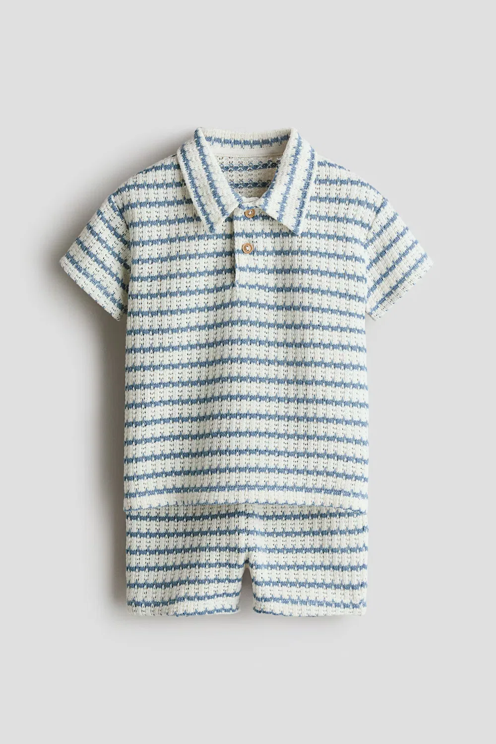 Комплект из двух предметов из хлопка ажурной вязки H&M, Mattblau/Gestreift