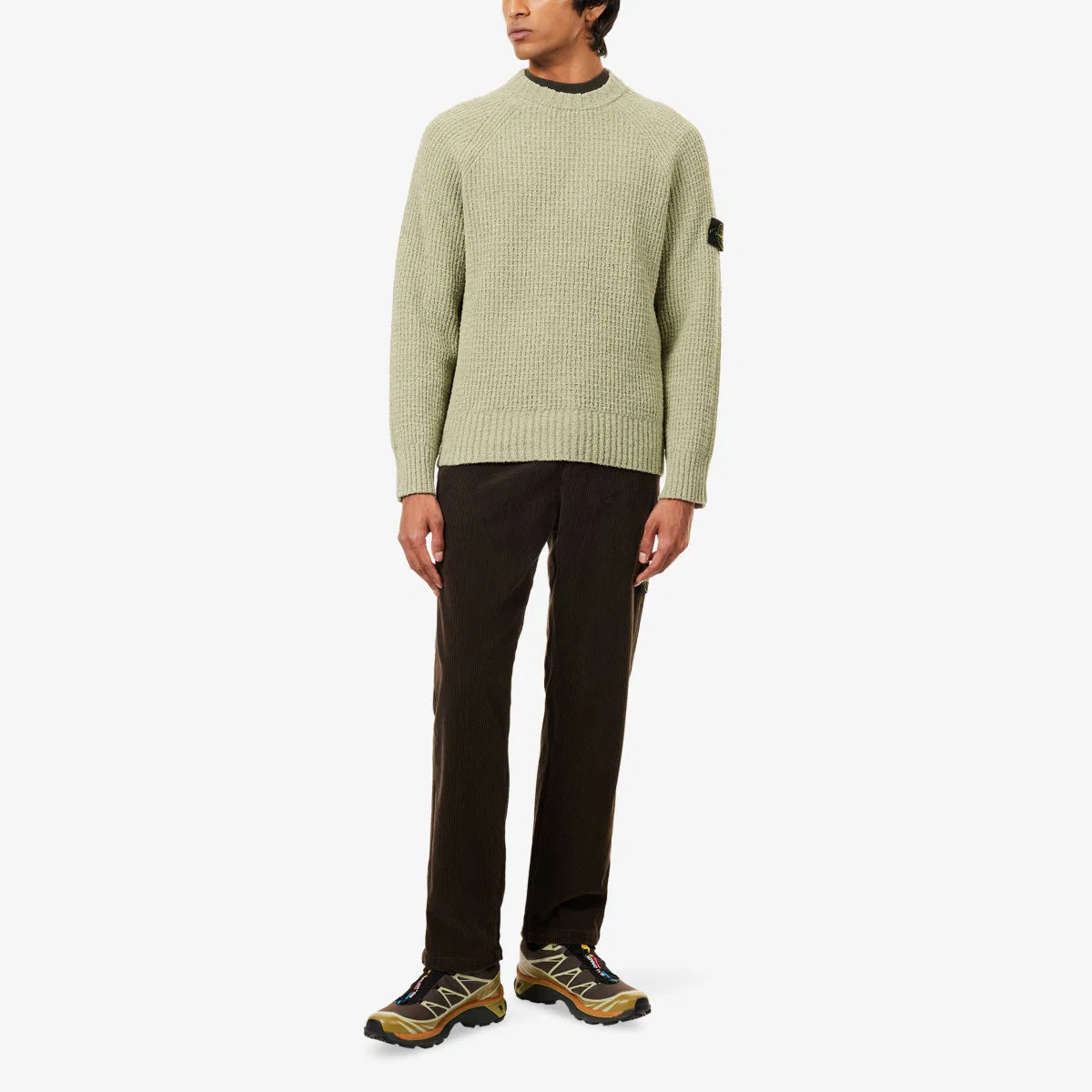 Джемпер Compass-badge из хлопковой букле с ребристой отделкой Stone Island, зеленый — фото 2