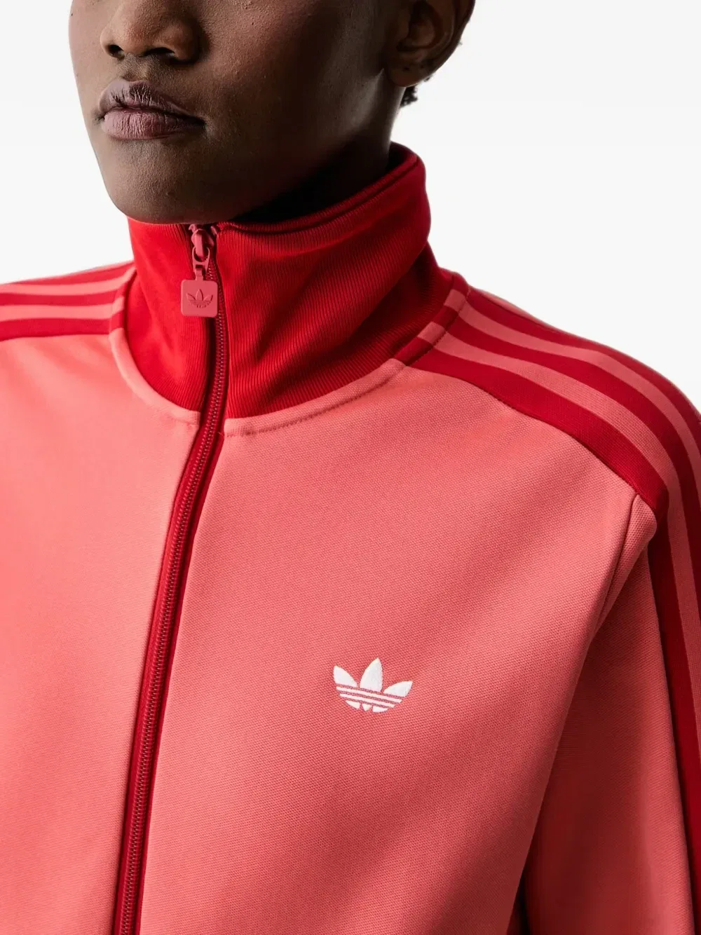 Спортивная куртка в полоску с вышитым логотипом Adidas, розовый — фото 4