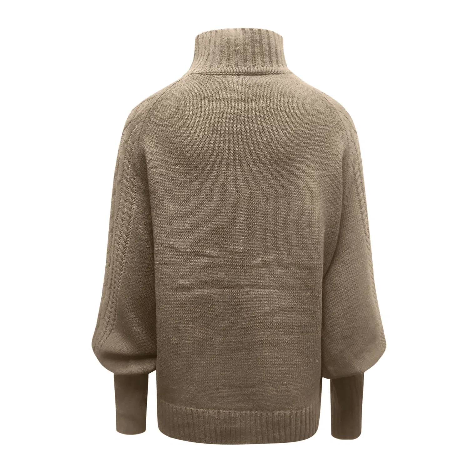 Женский свитер свободного кроя с круглым вырезом и длинным рукавом, Dark Khaki — фото 4