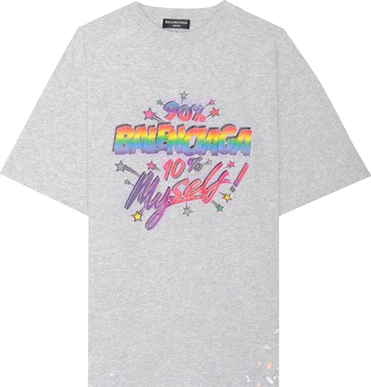 Футболка Balenciaga T-Shirt с рисунком, серый — фото 2
