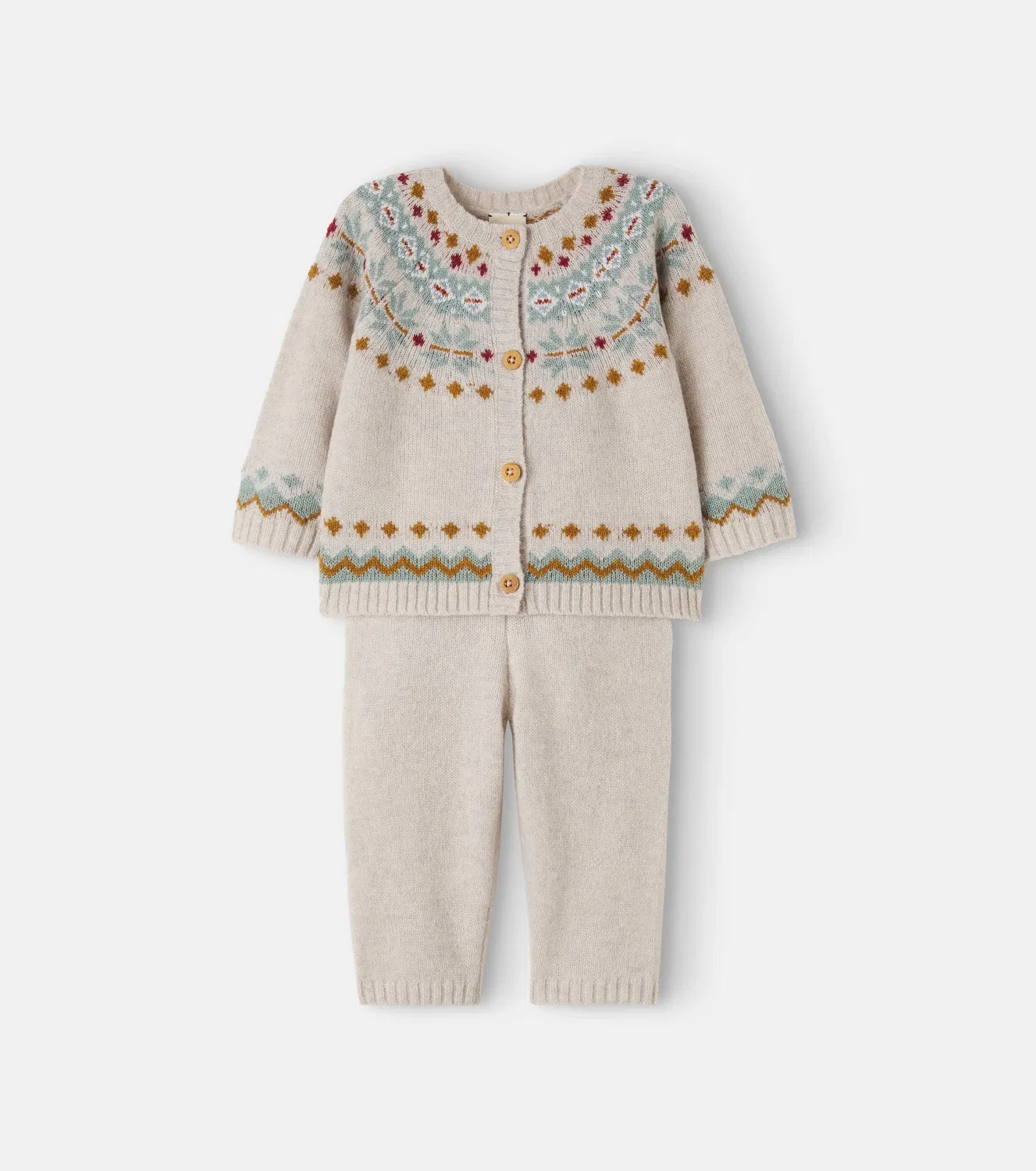 Комплект из кардигана и брюк с пуговицами спереди Scone Bonton, бежевый