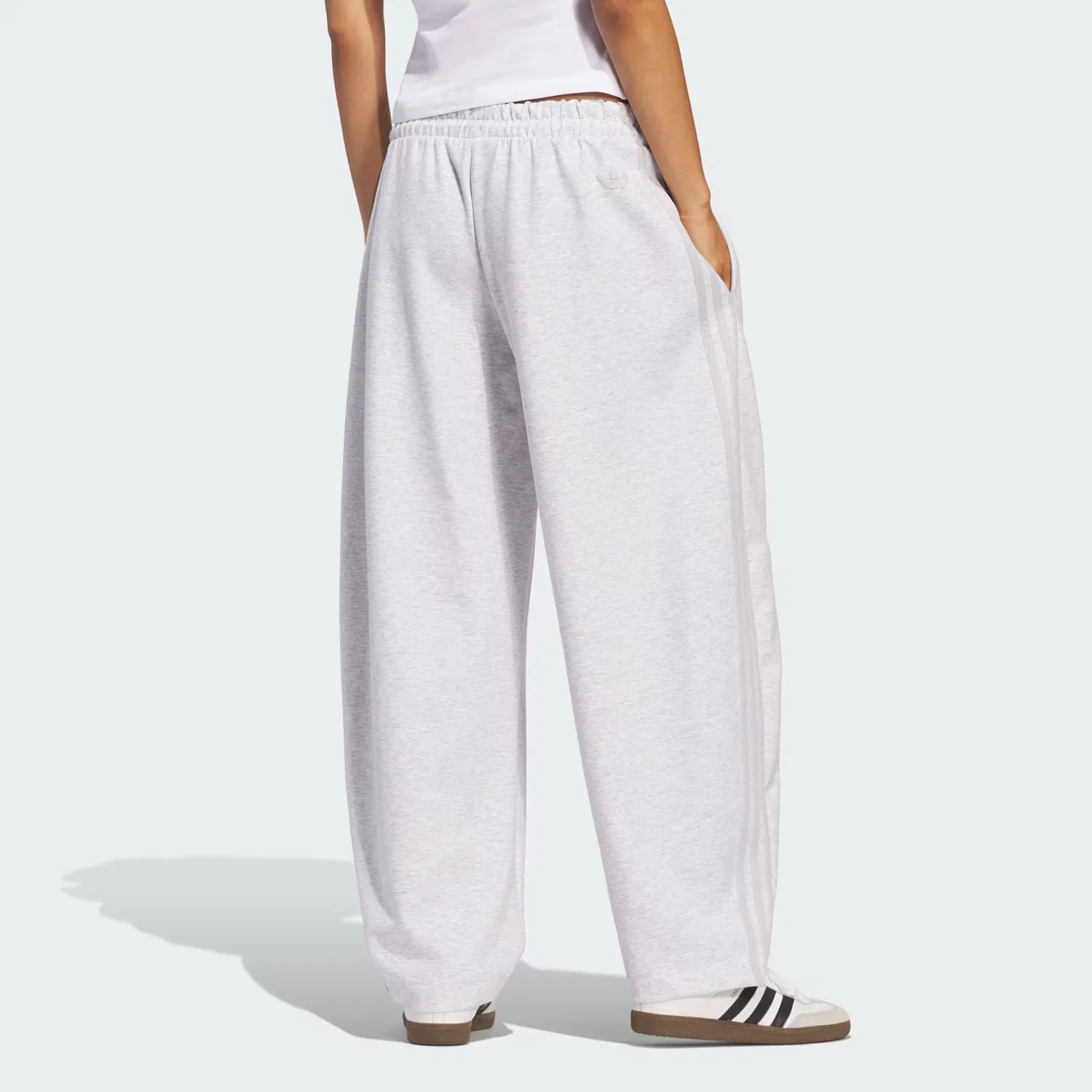Женские брюки свободного кроя Barrel Leg Pants Adidas Originals, светло-серый меланж — фото 2