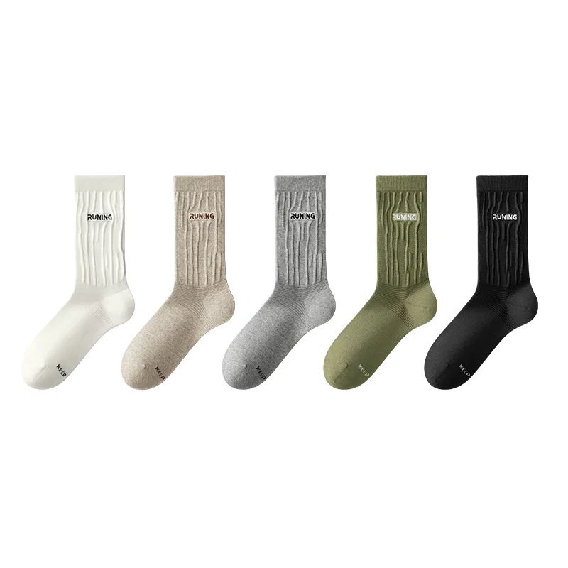 Детские гольфы до колена 5 пар All Season, MIANZHUWU, 5 Pack (White+Beige Gray+Light Gray+Olive Green+Black)