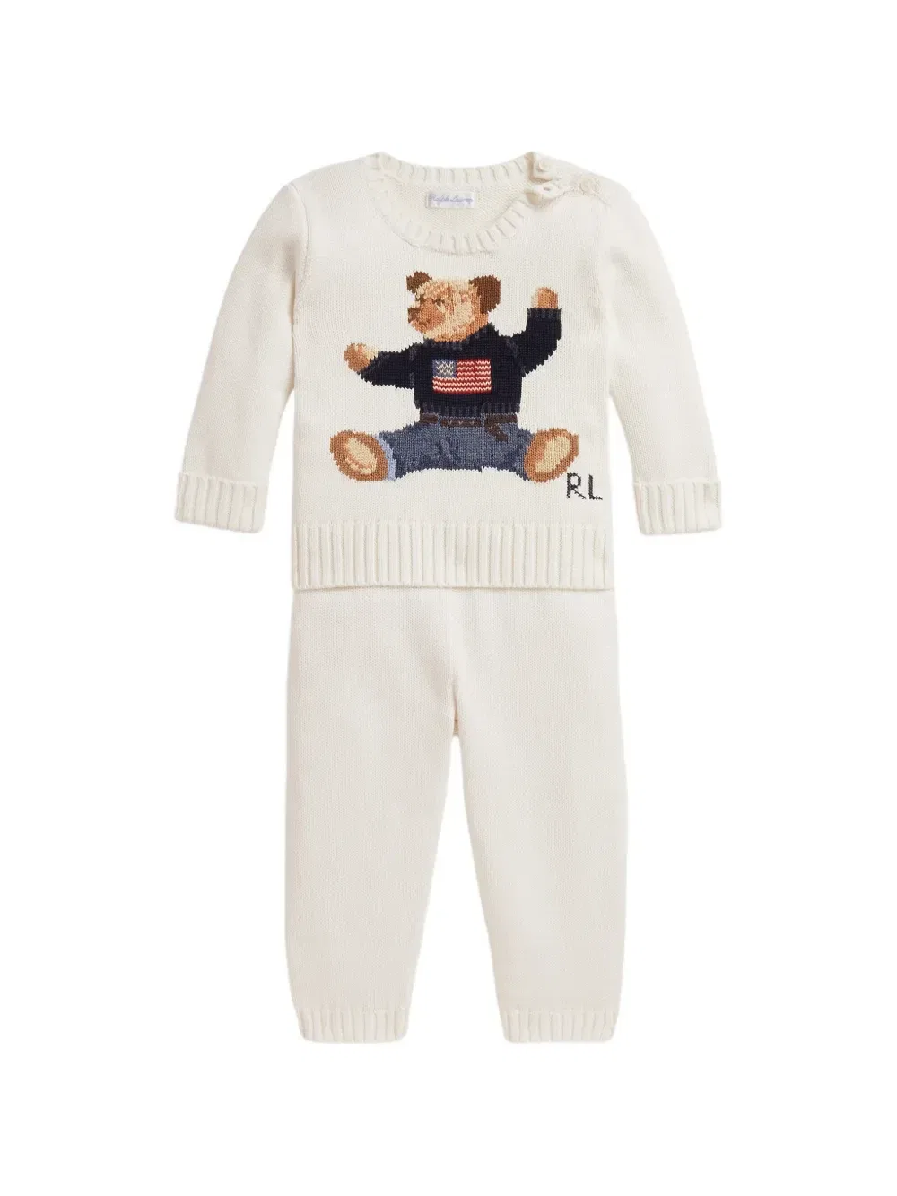 Комплект Polo Bear из свитера и брюк Polo Ralph Lauren Kids, белый