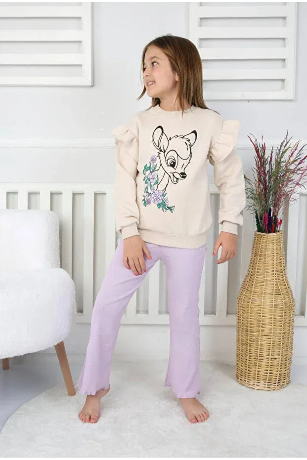 Детский комплект свитшота и брюк Textured Ceylan Hugglii, Ecru