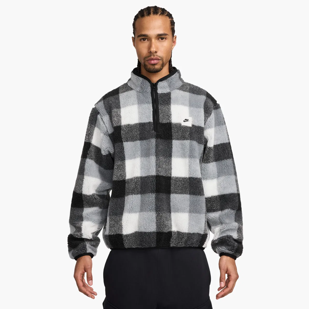Мужская толстовка на молнии Club Seasonal Winterized Nike, цвет Black/White/Smoke Grey