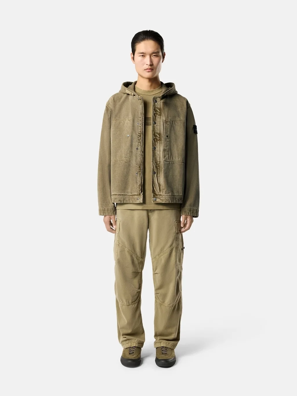 Мужская куртка с капюшоном Stone Island With Multiple Pockets, военный зеленый — фото 4