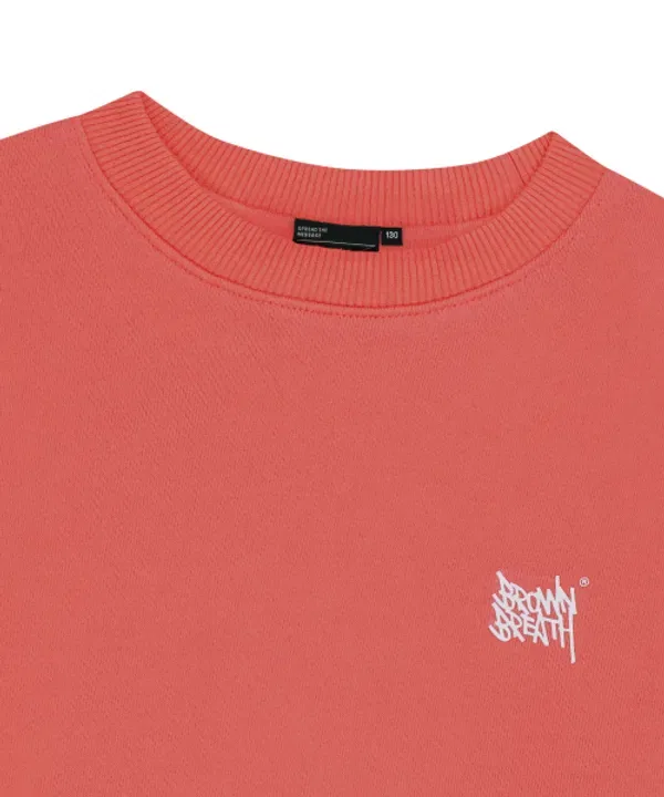 Свитшот детский с принтом, Kids tag crewneck Brownbreath Kids, красно-оранжевый — фото 4