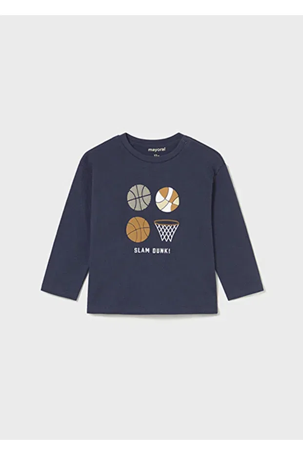 Детская футболка с длинным рукавом с принтом Mayoral, Navy Blue