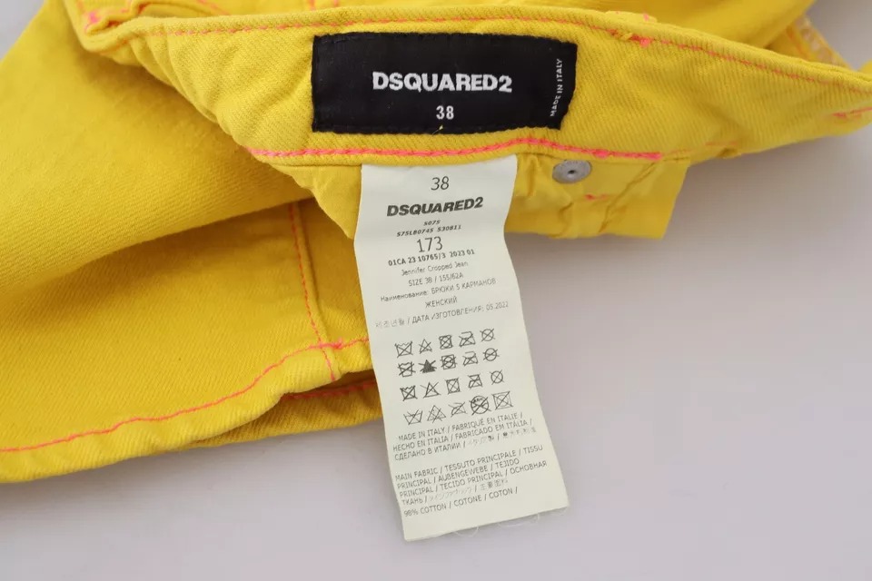 Желтые хлопковые укороченные джинсы Jennifer Denim с низкой талией Dsquared2 — фото 3
