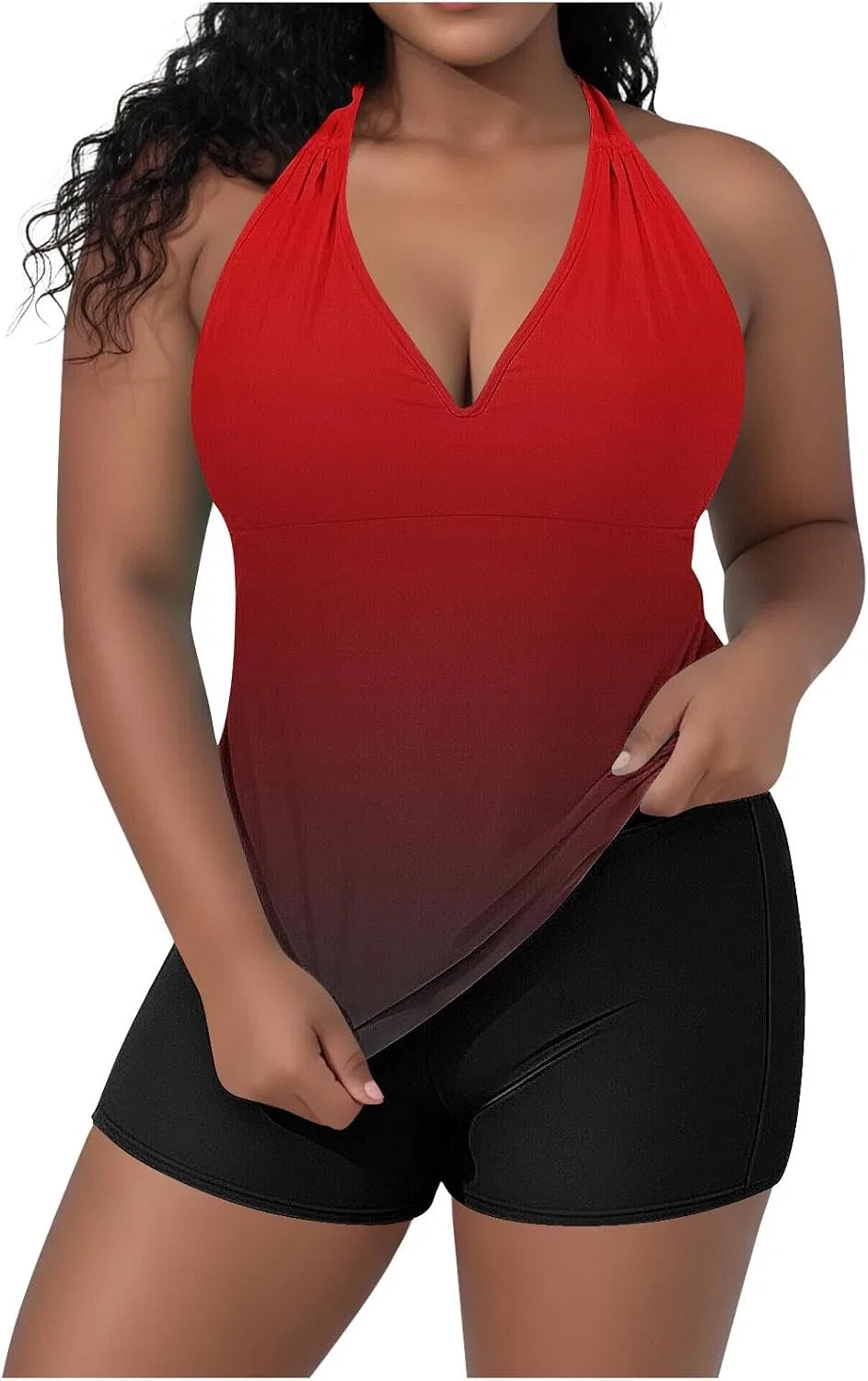 Женский танкини-комплект с шортами Plus Size, Red