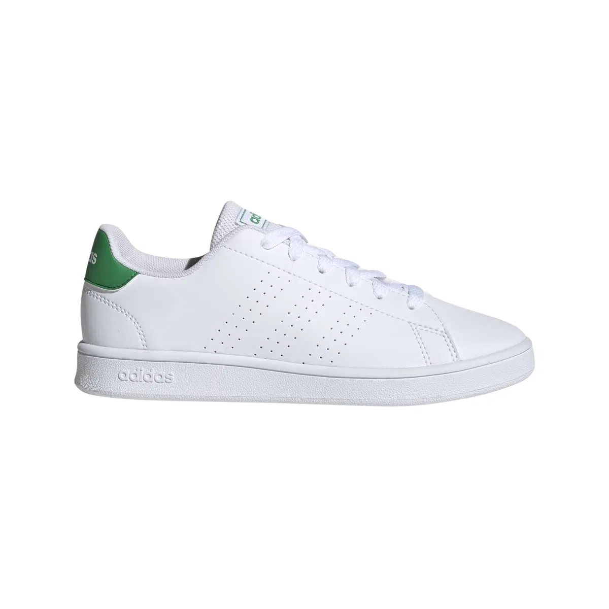 Детские кроссовки с перфорированными полосками Adidas Advantage K, White Ftwr White Legend Ink Cloud White — фото 2