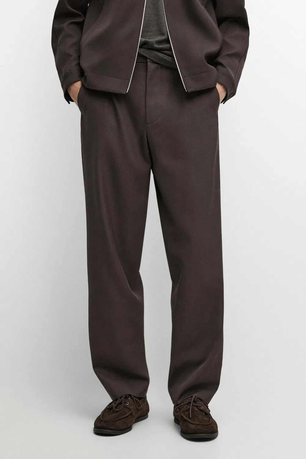 Брюки Massimo Dutti, из прохладной шерсти, коричневый