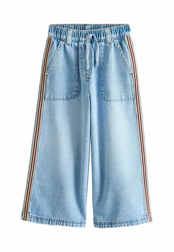 Брюки, деним, Regular fit - wide leg jeans - straight leg jeans Next, Red Side Detail, красный