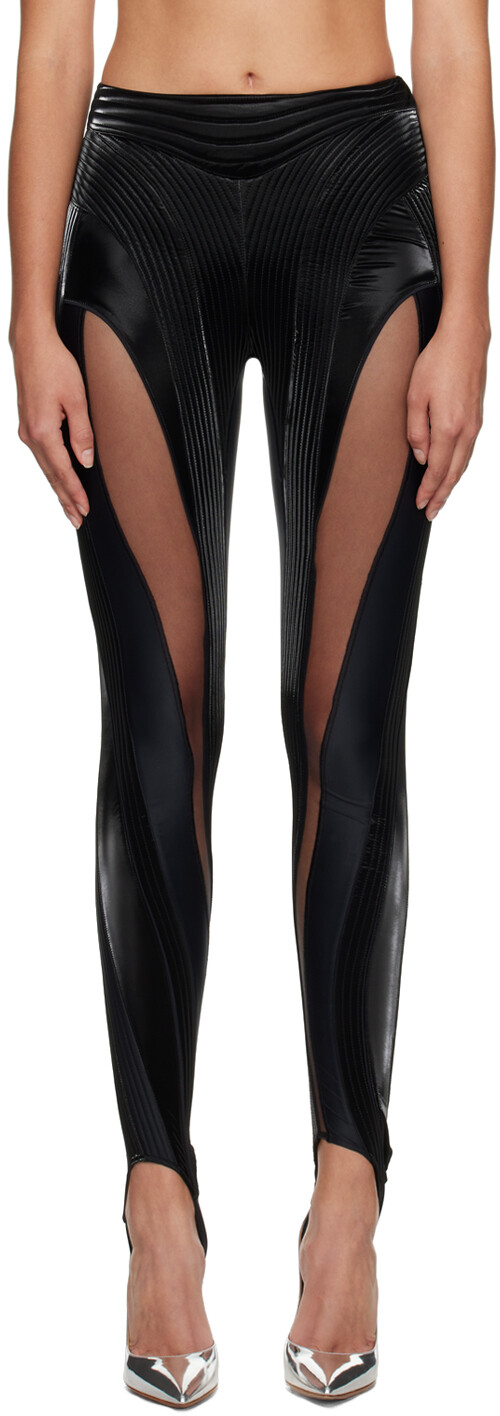

Черные стеганые леггинсы из искусственной кожи Mugler