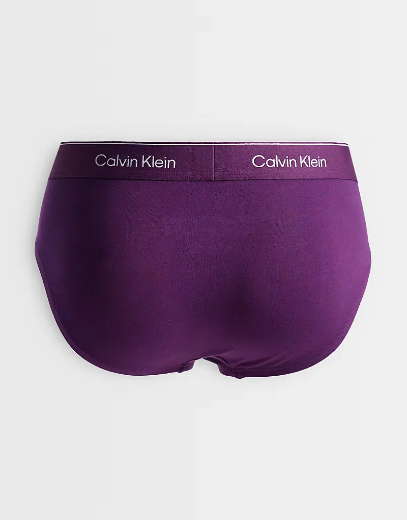 Трусы-слипы Calvin Klein Icon Cotton Stretch, комплект из 3 штук, черный/серый/фиолетовый — фото 2