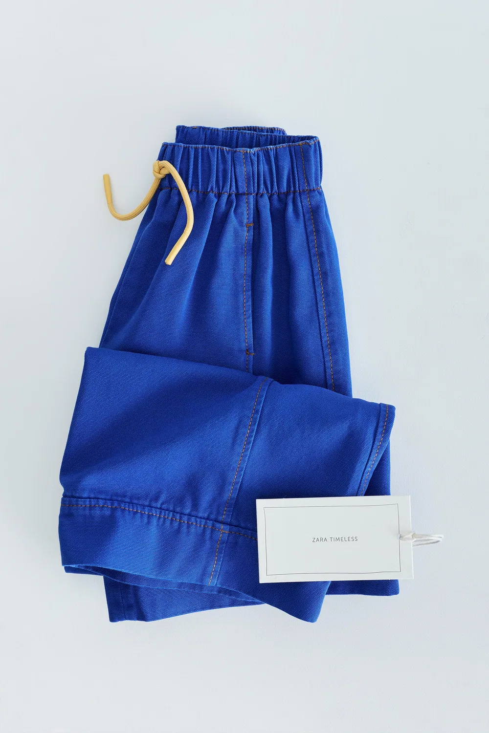 ZARA TIMELESS - Контрастные широкие брюки из холста, Bluish — фото 4