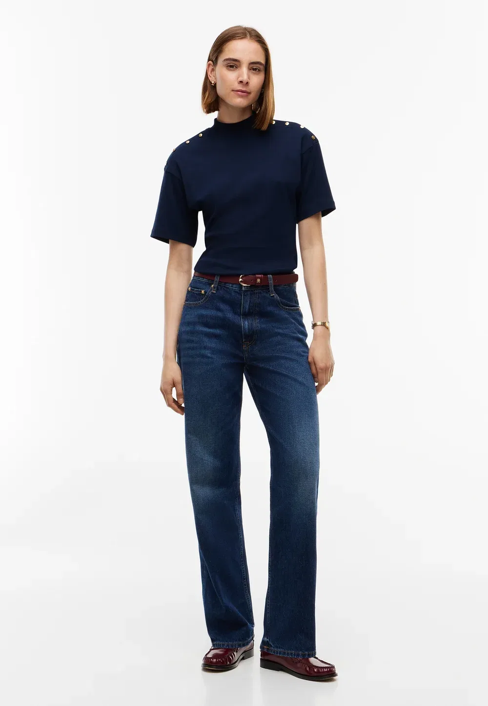 Футболка на пуговицах - базовая футболка Tommy Hilfiger, Dark Blue — фото 2