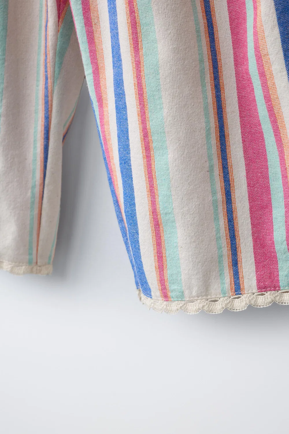 Полосатые широкие брюки с кружевной отделкой ZARA, Multicoloured — фото 4