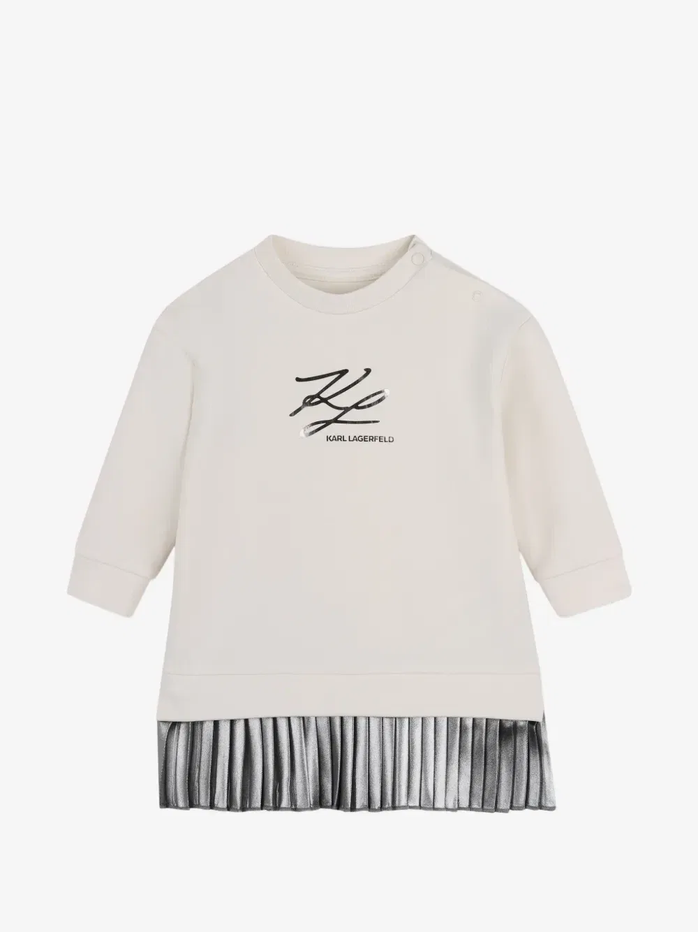 Платье с длинными рукавами и логотипом Karl Lagerfeld Kids, бежевый
