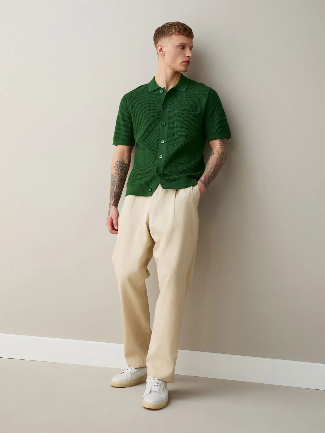 Рубашка трикотажная текстурированная Regular Fit Next, зеленый — фото 4