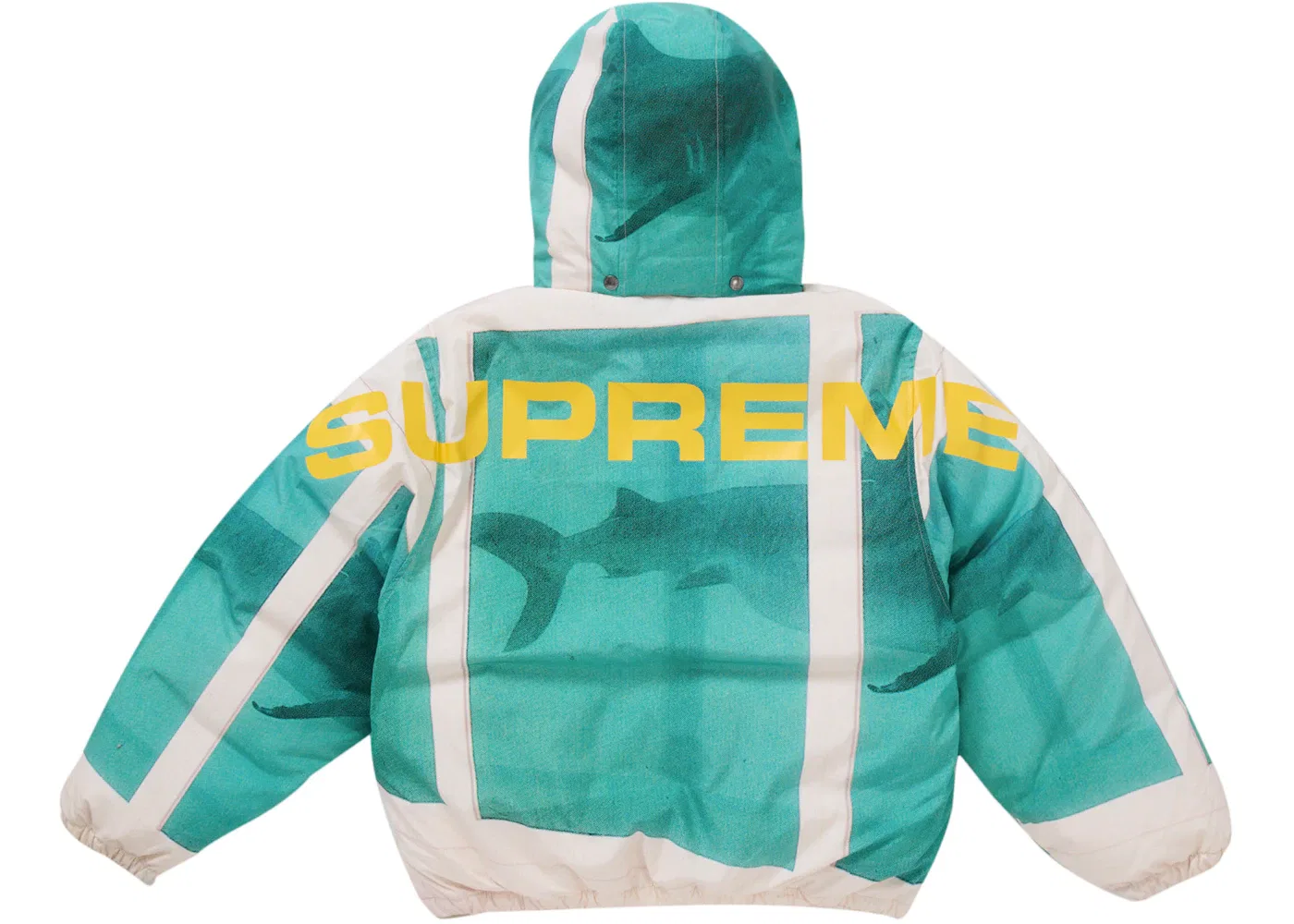 Мужская куртка-пуховик с принтом Supreme Damien Hirst Down Puffer Jacket, White — фото 3